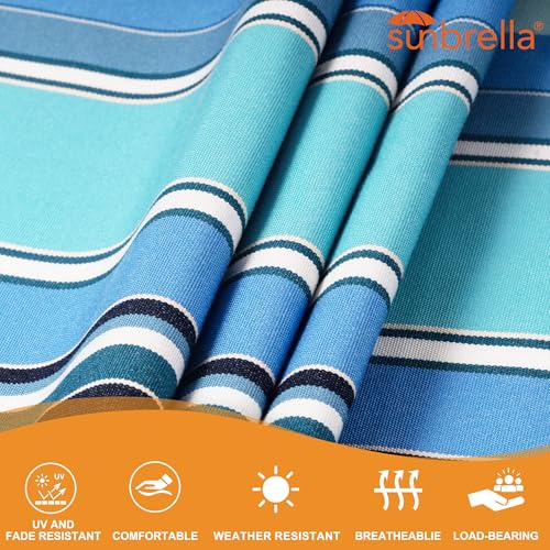 Lazy Daze Hammocks 12 FT Sunbrella Fabric Hammock Non-Fading with Spreader Bars and Free Pillow Fits for 2 Persons, All Weather and Fade Resistant for Patio Yard, 450 lbs Capacity, Dolce Oasis - color: Dolce Oasis