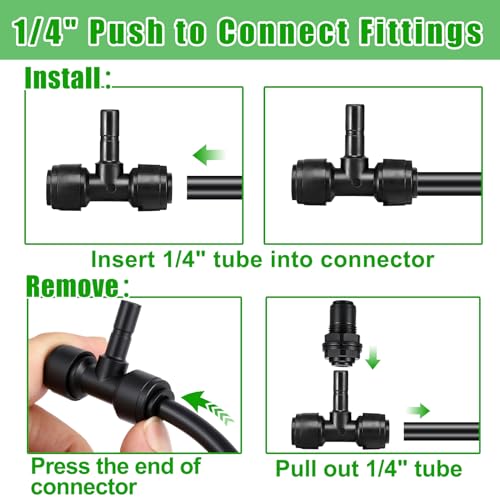 20 Pack 1/4" Push to Connect Fittings Tee Connectors,Reptile Mister System 1/4" Quick Connect Fittings,Reptile Mister Fittings for Aquarium,Vivarium,Irrigation System - size: 20 Pack 1/4" Tee