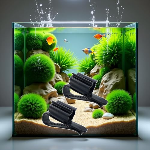 2 Pcs Black Fish for Tank Mounting Clip, Water Pipe Hose Holder Multifunction Adjustable Clamp for 0.31""""-0.62"""" Dia Tub Aquarium Tube Holder, Aquarium Air Pump Accessories ﻿