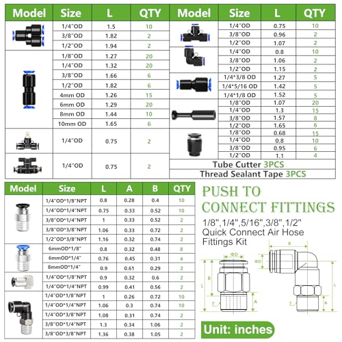 mxuteuk 324PCS Air Line Quick Connect Fittings,1/8",1/4",5/16",3/8",1/2",4/6/8/10mm OD Push to Connect Fittings,Quick Connect Air Hose Fitting,Quick Release Pneumatic Kit - style: 324PCS 1/8",1/4",5/16",3/8",1/2",4/6/8/10mmOD kits