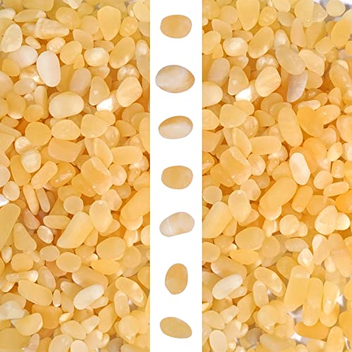 gemshan 2lb Yellow Jade Chips Natural Crushed Crystal Chip Bulk 7mm-9mm Tumble Healing Crystal Stone for Aquarium Vase Plant Decoration Jewelry DIY - color: Yellow Jade