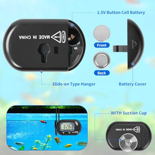AQUANEAT Aquarium Thermometer, Fish Tank Thermometer, Digital Temperature Test, with Large LCD Display (6 Packs) - size: 6 Packs