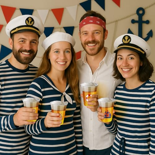 Qinyoung 100 Pcs Nautical Disposable Plastic Cups 12 oz Anchor Theme Blue Clear Party Cups Cold Beverage Drinking Container for Nautical Ocean Theme Birthday Party Supplies - style: Nautical