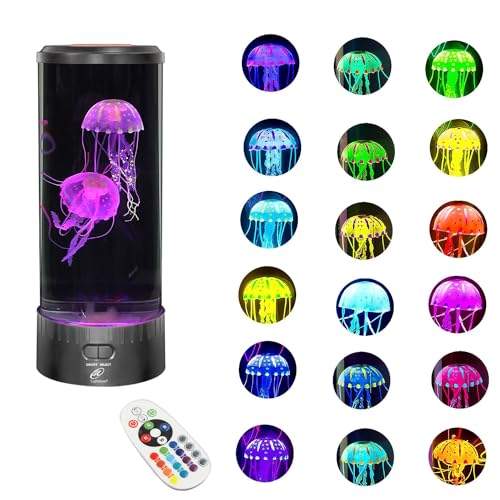 Lightahead Large Round LED Jellyfish Lamp – 18 LEDs with Vibrant Color-Changing Effects – The Ultimate Sensory Fake Aquarium for Decoration, Autism, ADHD, Stress & Anxiety Relief – Ideal Gift (Large) - size: Large (14 Inches Tall)