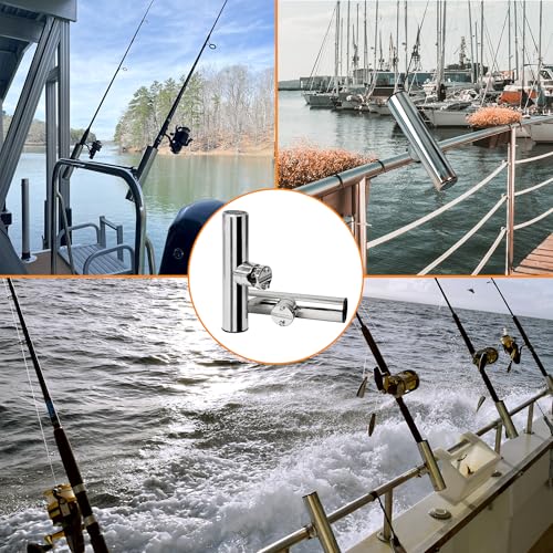 2 Pack Fishing Rod Holders for Boat Rail Mount, Stainless Steel Clamp on Rod Holder for Marine Boat, Fishing Boat, Pontoon, Jon Boat