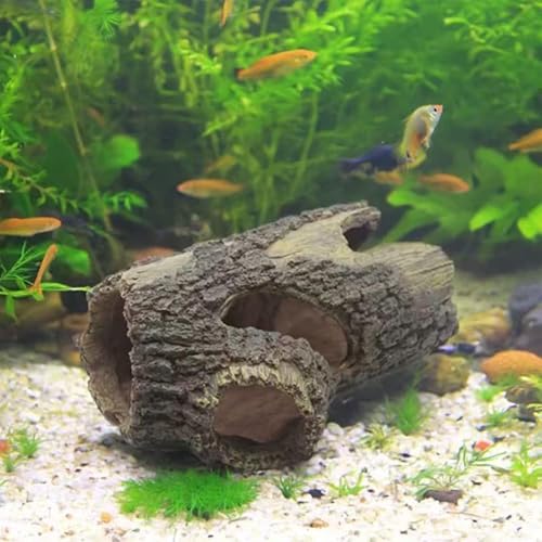 Aquarium Decorations Resin Hollow Tree Trunk Ornament Bettas House Cave Wood House Decor for Fish Tank, Large - size: Large