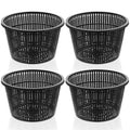 Roshtia 4 Pcs 8.35 Inch Hydroponic Baskets Aquatic Black Plastic Garden Mesh Net Pot Hydroponic Pots Slotted Pond Basket Aquarium Plant Pots for Lily Nursery Grow Planting Supplies