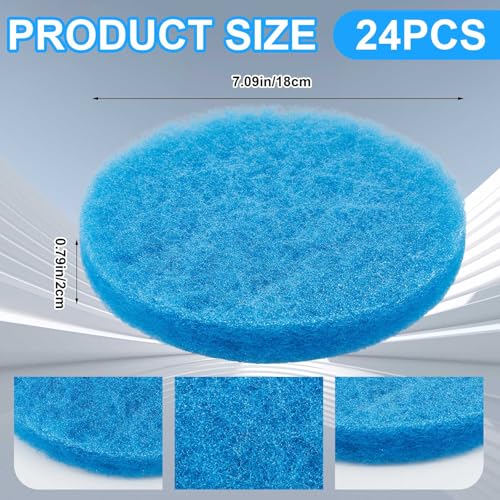 Tranqun 24 Pcs Fine Filter Water Polishing Pad Compatible with Fluval Fx4, Fx5, Fx6 7 x 7 x 0.79 Inches Blue Filter Media Canister Aquarium Water Polishing Pads - color: Polyester Blue, size: 7 x 7 x 0.79 Inches