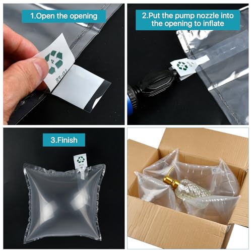 200 Pcs Packing Air Bags, Air Pillows for Shipping, Clear Plastic Air Cushion Bags, Inflatable Protector Bags with Free Pump for Moving, Shipping and Packaging, 7.9 × 7.9 In