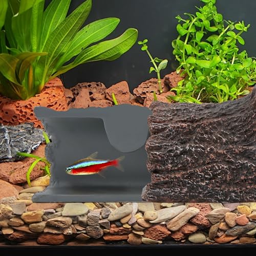 Upgraded Magnetic Detachable Aquarium Hideaway Hollow Tree Cave to Check Your Aquatic Pets to Breed, Play and Rest Safe and Non-Toxic Resin Fish Tank Viewing Hideout Ornaments