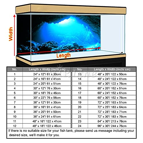 Aquarium Background Poster Under Water Cave Sunlight Fish Tank Backdrop Decorations PVC Fish Tank Background (48" x 24"/ 122 x 61cm) - size: 48" x 24"/ 122 x 61cm