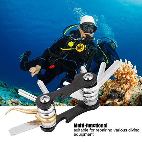 Scuba Multi-Tool,8 in 1 Save a Dive Kit,Mini Metal Diving Dive Tools Repair Set for Repairing Various Diving Equipment Jobs(2.48 * 1.46 * 0.87in)