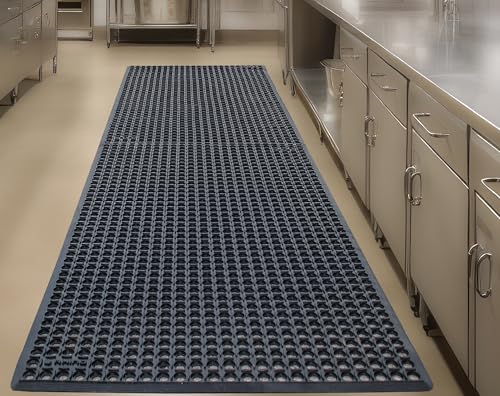 Rhino Mats KCT-310B K-Series Comfort Tract Anti-Fatigue Drain-Thru Mat, 3' x 10', Black - size: 3' x 10'
