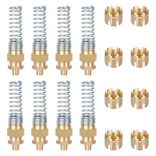 3/8” Hose x 1/4” Male Connector with Spring Guard, Dazakoot 3/8“ Hose End Fitting - Upgraded Brass DOT Air Line End Connector, 8 Pack Air Brake Hose Fitting & 8 Pack Sleeve Tube - size: 3/8" Hose X 1/4" Male, style: 16PCS KIT
