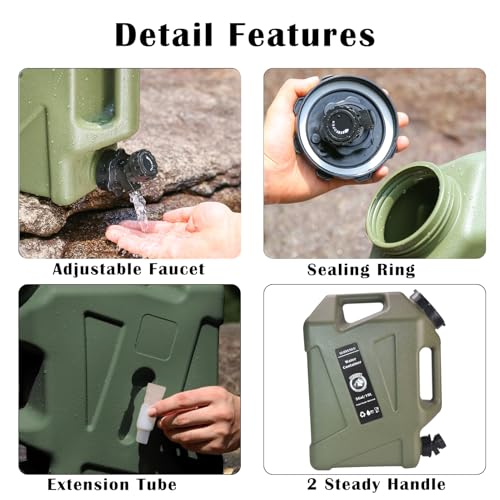 5 Gallon Water Jug with Spigot, BPA Free Leak-Proof Camping Water Container, Portable Emergency Water Storage for Outdoor Hiking, Camping, Home Use, Camping Essentials - color: 5gal-green