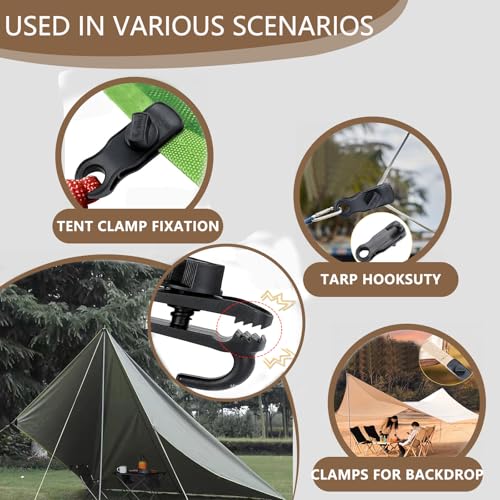 Heavy Duty Suction Cups Anchor with Hooks, Suction Cup Camping Tie Downs with Tarp Clips Deavy Duty ,Outdoor Strong Suction Cup Wall Anchor for RV Boat Camping Tarp Accessory,Car Side Awning (8)