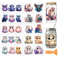arricraft 10 Sheets UV DTF Cup Wrap for 16OZ Glass, Cute Shiny Owl Rub on Decals PVC Transfer Stickers for DIY Cups Wood Funiture 24x11cm/9.4x4.3inch - style: Cute Shiny Owl Theme
