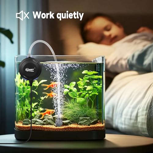 hygger MINI 1.5W Fish Bowl Aqaurium Silent Air Pump with Accessories, Oxygen Aerator Kit for Fish Tank 0.5-12 Gallon Fish Tank