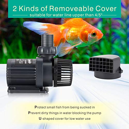 Hygger 2650GPH Quiet Submersible and External 24V Water Pump, with Controller (30%-100% Settings), Powerful Return Pump for Fish Tanks, Aquariums, Ponds, Fountains, Sump, Hydroponics (80W, 19.7ft) - color: 80w, 2650gph, 19.7ft