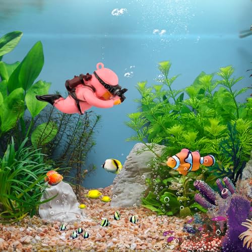 onesimcr Floating Fish Tank Decorations, Aquarium Decorations, Lovely Diver Fish Tank Decorations, Floating Device Fish Tank Accessories，Suitable for All Kinds of Fish Tanks(Pink)… - color: Pink