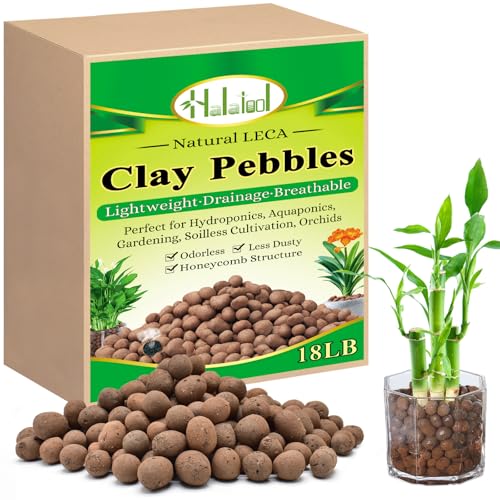 Halatool 18LB Hydroton Clay Pebbles for Plants 4mm-16mm Lightweight Hydro Leca Balls for Potted Plants Hydroponics Gardening Orchids Drainage Decoration Aquaponics Aquariums - color: 18LB