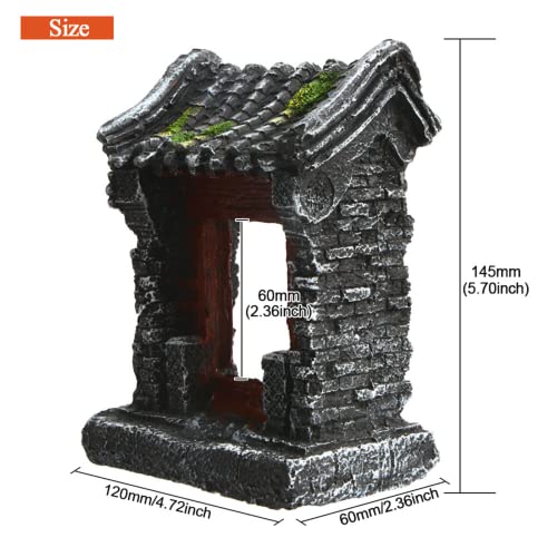 Saim Aquarium Decorations Classical Ancient Temple Ruins Ornament Chinese Old Building Decorations for Betta Fish Tank Fish to Sleep Rest Hide Play