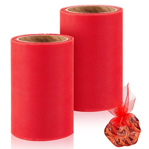 Woanger 2 Rolls Fishing Soft Spawn Net 3'' x 157.5'' Spawn Sac Netting Sack Catfish Fishing Bait Mesh Holder Accessories for Roe Bags - color: Red