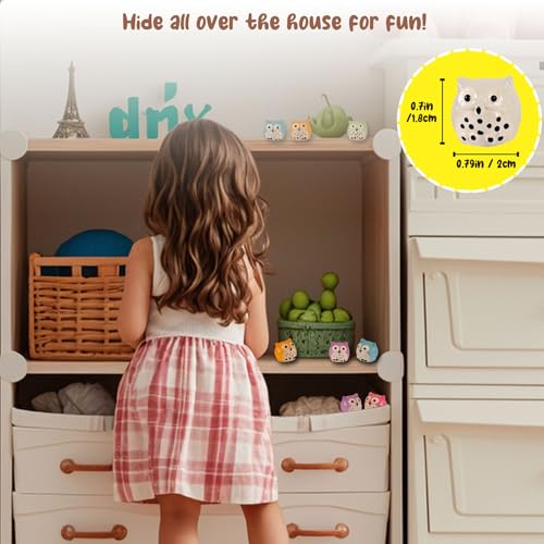 FEXIA 30pcs Mini Resin Owls Collection Mini Resin Animals to Hide Tiny Glow in the Dark Figures for Aquariums Dollhouses Fairy Garden Accessories - color: Owl-30pcs