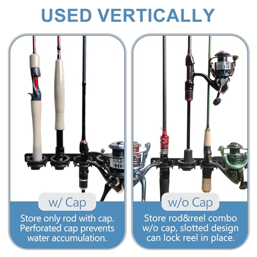 Aventik Vertical/Horizontal Fishing Rod Holder For Garage, Wall, Ceiling Holds Up To 6/12 Fishing Pole Holders (Black) - style: Black