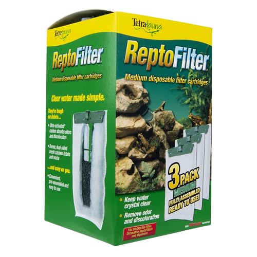 Tetra ReptoFilter Medium Filter Cartridges for Terrariums, 3 Count, Fits TetraFauna ReptoFilter 20 gal, Viquarium, and Decorative ReptoFilter