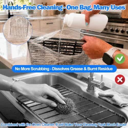 Palksky Oven Rack Cleaning Bags, 3 Sizes Heavy Duty No Scrub Bags for Use with Oven Cleaner, Reusable Leak-Resistant PE Bags for Deep Soaking Grill Grates & BBQ Racks, No Cleaner Included, 16 Packs - color: 16 Packs - Short Size Zipper Opening, size: 15.7