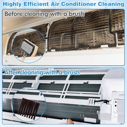 CANIPHA 3Pcs Air Conditioner Condenser Fin Cleaning Brush Refrigerator Coil Cleaning Brush Supplies, Stainless Ac Coil Cleaner, Evaporator Coil Cleaner, Mini Split Cleaning Kit Fridge Cleaner Tool - color: 3pcs