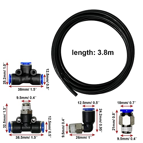 Vacuum PU Tubing and Push Lock Fittings Kit 1/8" NPT to 1/4" Tubing for Turbocharged Vehicles' Wastegate, Solenoid, BOV