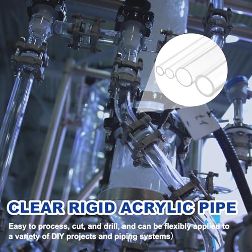 uxcell 3Pcs Clear Rigid Acrylic Pipe, 6mm (0.24") ID x 8mm(0.31") OD 356mm(14") Length Plastic Round Tube PMMA Tubing for Plumbing Lighting Aquarium Tube Water Cooling System - size: 6mm (0.24") ID x 8mm(0.31") OD x 356mm(14") L