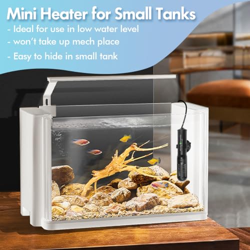 25W Small Submersible Aquarium Heater, Constant Temperature Betta Fish Tank Heater of 78℉for 1-6 Gallons Freshwater & Saltwater Tanks - size: 25W