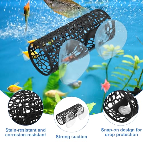 Betta Fish Hammock Bed with Tunnel Hideout, Aquarium Fish Tank Hammock with Suction Cups, Betta Fish Hide Cave for Shrimp Small Fish Decor (Black) - color: Black