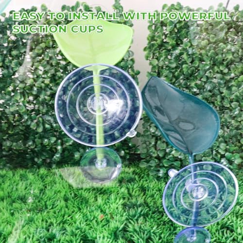 3 Pack Plastic Leaf Decorations with Suction Cups, Frog Habitat Platform, Reptile Decorations for Terrarium, Frog Tank Accessories, Terrarium Decor for Tree Frog, African Dwarf Frog, Frog and Toad - color: Multi Color