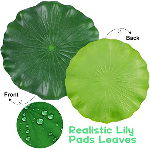 12Pcs Lily Pads for Ponds, Artificial Floating Foam Lotus Leaves, Lily Pads Foliage Pond Decor for Koi Fish Pool Patio Aquarium