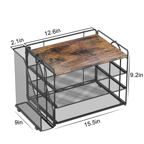 Spacrea Desk Organizers and Accessories, Paper Organizer for Desk with File organizer, Desk Accessories & Workspace Organizers for Catalog & Reference Racks (Wood) - color: Wood