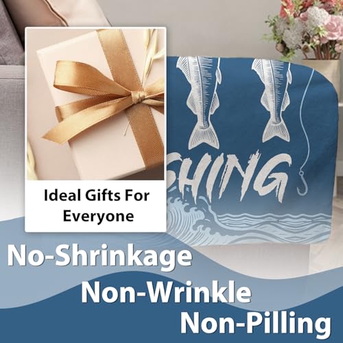 Fishing Gifts for Men Flannel Throw Blanket, I'd Rather Be Fishing Present for Fisherman Hunter Dad Husband, Funny Birthday Ideas, Lake House Soft Bedding Sofa Blankets 50"x60"