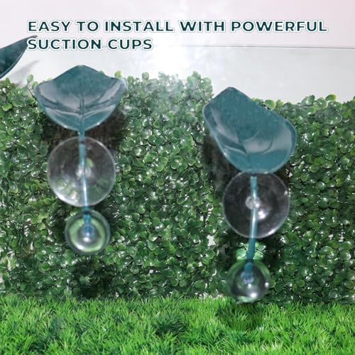 3 Pack Plastic Leaf Decorations with Suction Cups, Frog Habitat Platform, Reptile Decorations for Terrarium, Tank Terrarium Accessories for African Dwarf, Toad - color: Dark Green