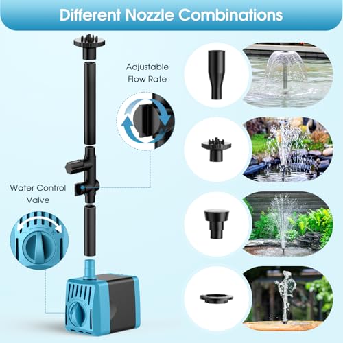 Antfraer Solar Pond Filter with Water Pump, 10W Solar Pond Pump with 6.6FT PVC Tubing/16.5FT Cord, Pond Filter Box for Outdoor Small Pond Waterfall Garden Bird Bath Water Clear - size: 10W