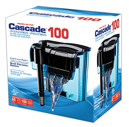 Penn-Plax Cascade 100 Power Filter – Hang-On Filter with Quad Filtration – Great for Freshwater and Saltwater Setups