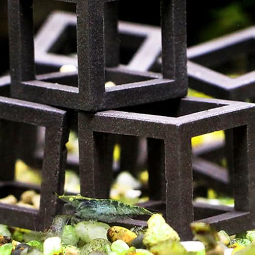 Balacoo 15 Pcs Shrimp Hideout for Aquarium: Ceramic Shelters Shrimp Breeding Cave, Aquarium Cubic Hideaway for Small Fish Crayfish - Fish Tank Accessories