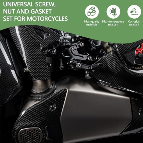 Motorcycle Fairing Bolt Kits Stainless Steel M5 M6 Windscreen Screws Fastener Clips Universal Fit for Sportbike Kawasaki Suzuki Honda Yamaha BMW Ducati GSXR Titanium (195Pcs) - color: Titanium