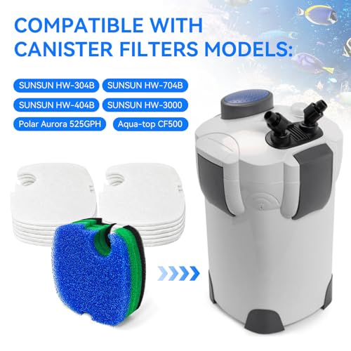 HW-304B Canister Filter Replacement for SUNSUN HW-304B/404B/704B/3000 CF500 Canister Filter Replacement for Aquarium Filter Pads Filter Media for SUNSUN，AQUA-TOP and Polar Aurora Canister Filter
