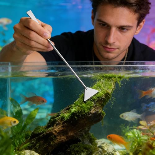 Aquarium Tools,4 in 1 Stainless Steel Long Tweezers - Aquatic Plant Tool | for Saltwater Cleaning Betta Shrimp Frog Terrarium Landscaping