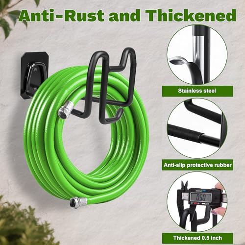 Garden Hose Holder Wall Mount - Metal Hose Hanger with Hook Heavy Duty Garden Hose Reel Sturdy Water Hose Holders for Outside Yard Lawn Storage - color: 1pc Black