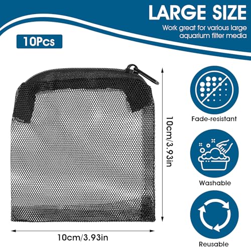 Tucnoeu 10Pcs Media Bags for Aquarium Fine Mesh Bag Aquarium Filter Media Bags with Plastic Zipper Suitable for Activated Carbon, Filter Stones, Ceramic Rings (4 x 4 inches) - size: 4 x 4 inches