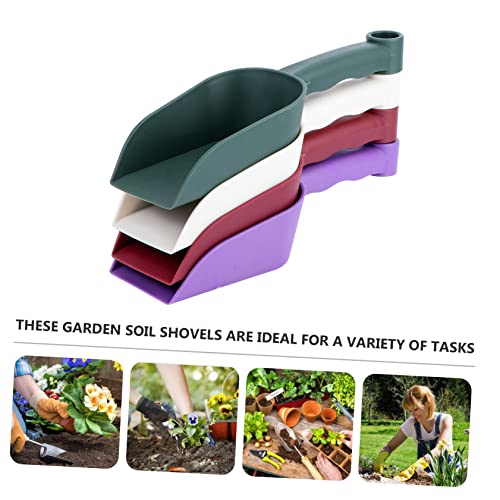 SUPVOX 4pcs Plastic Soil Scoop Lightweight Gardening Shovel for Use for Potting Soil Fertilizer Cat Litter and Bird Feeders Wine